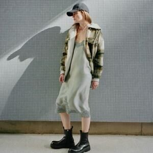 Zara Blogger Favorite Green&Beige Wool Blend Plaid Shacket Sz.M